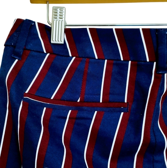 Old Navy Stripes (Navy/White/Burgundy) Relaxed Mid-Rise Women's Pants - Picture 12 of 15